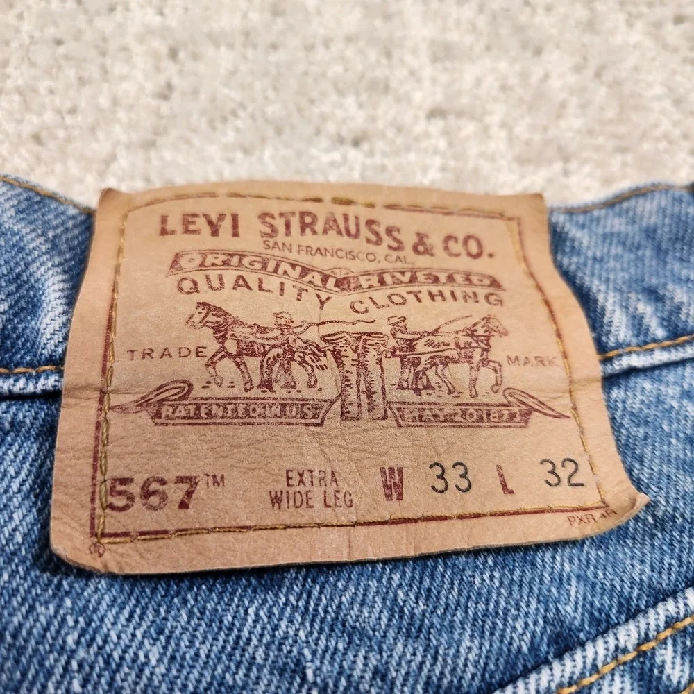 Vintage Levis 567 Jeans Men 33x32 Extra Wide Leg USA MADE Baggy 90s Denim